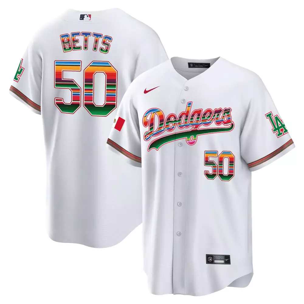 mookie betts white mens los angeles dodgers mexico cinco de mayo vapor premier limited jersey printed