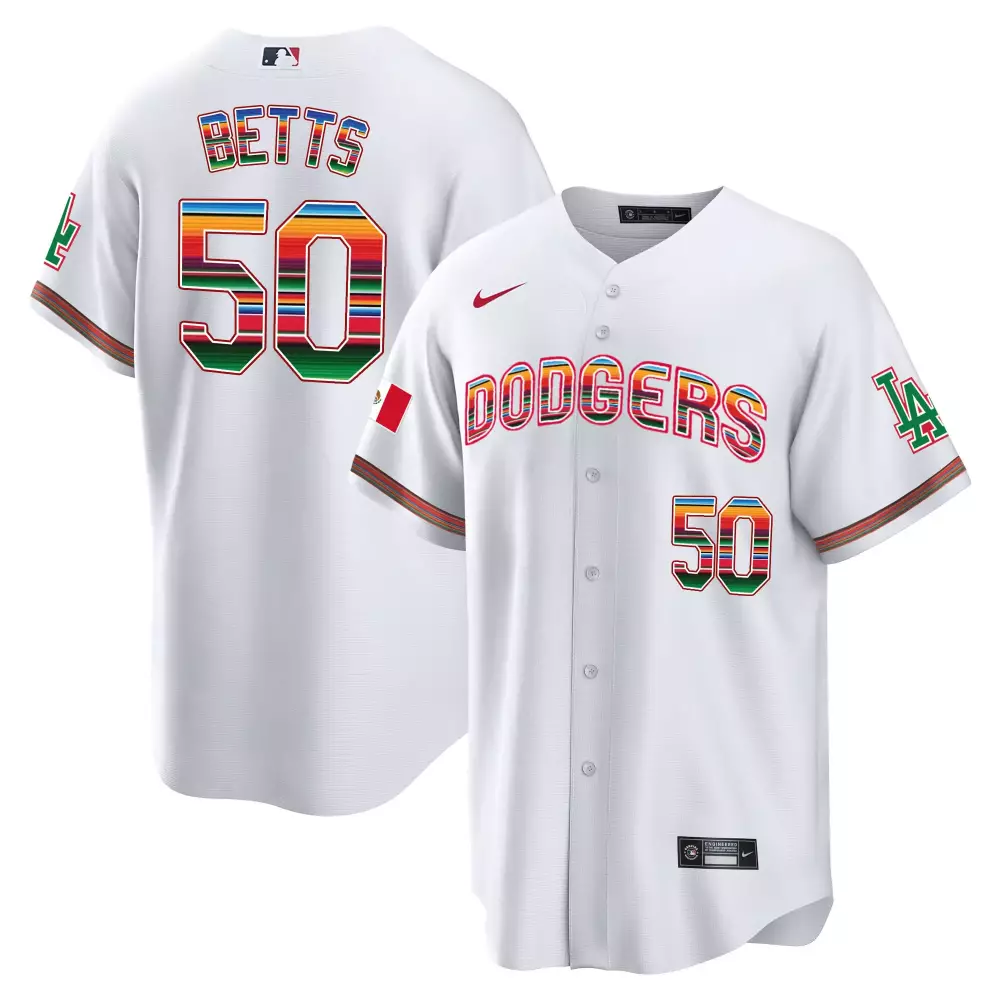 mookie betts white mens los angeles dodgers mexico cool base limited jersey v3 all stitched