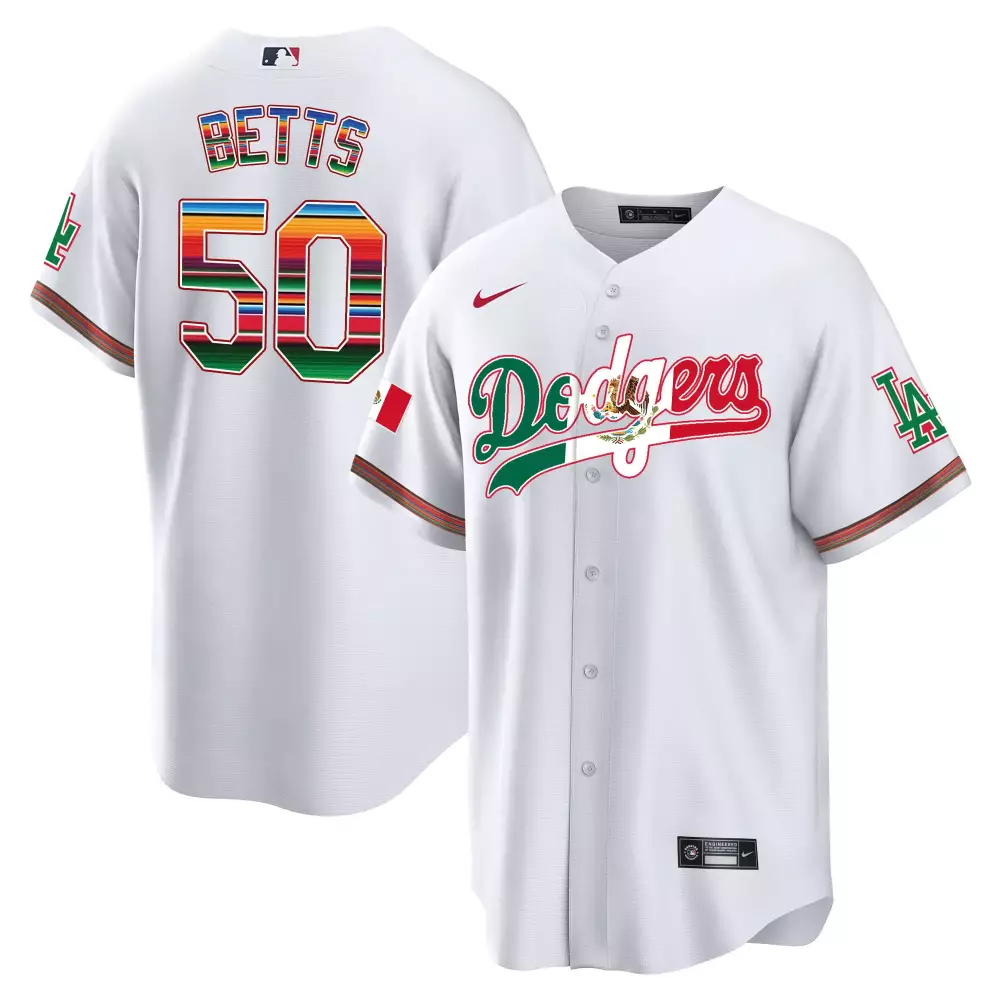 mookie betts white mens los angeles dodgers mexico cool base limited jersey v3 all stitched