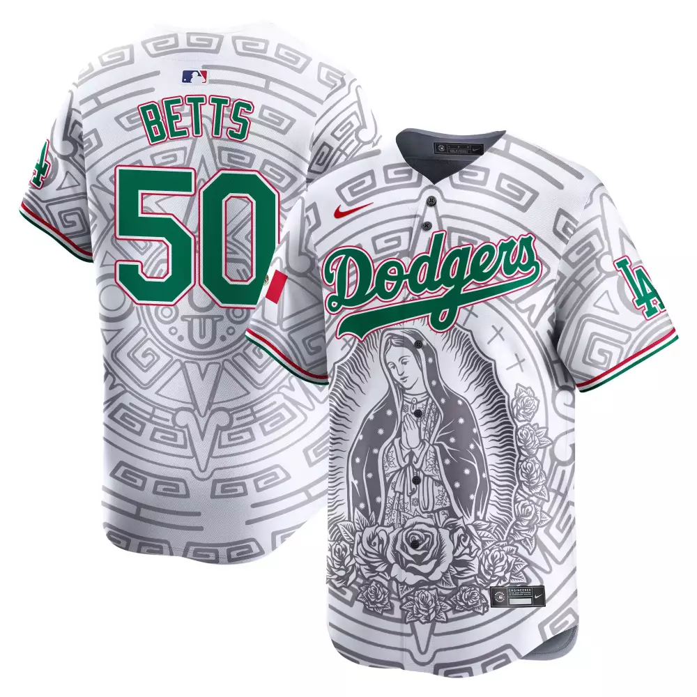 mookie betts white mens los angeles dodgers mexico flex base limited jersey all stitched