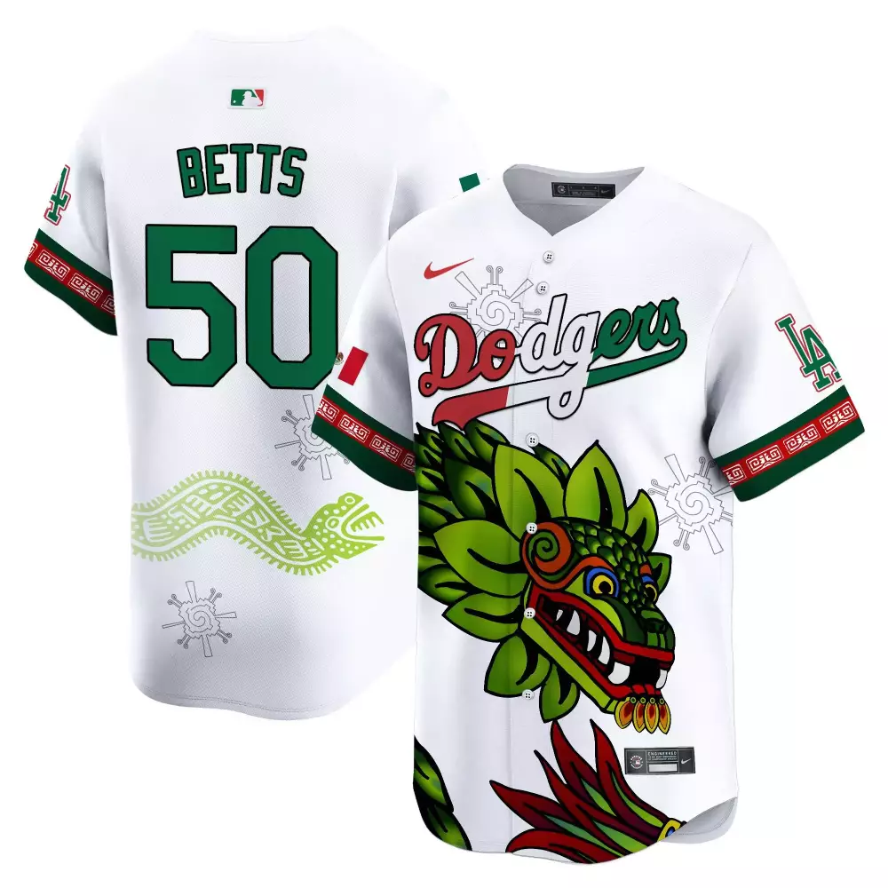 mookie betts white mens los angeles dodgers mexico flex base limited jersey all stitched
