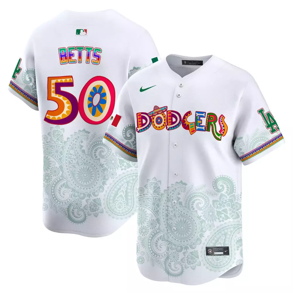 mookie betts white mens los angeles dodgers paisley mexico vapor premier limited jersey printed