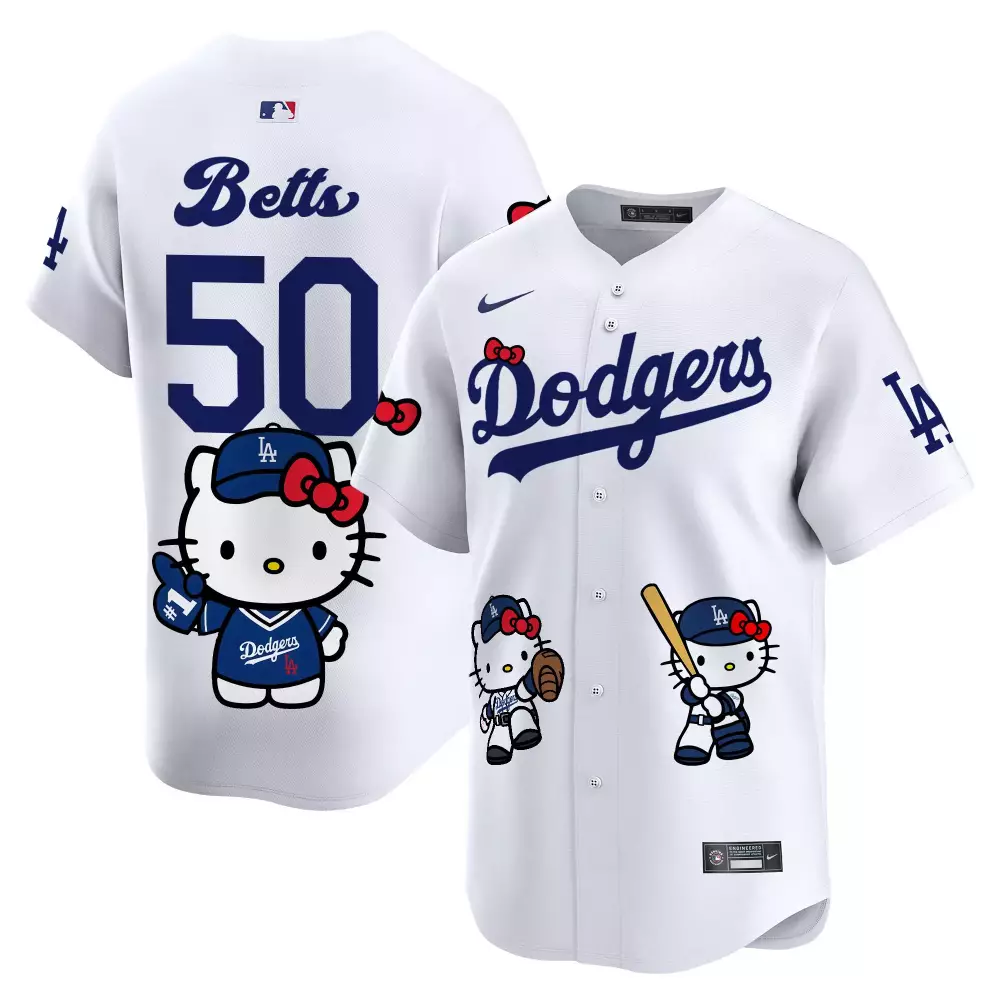 mookie betts white unisex los angeles dodgers hello kitty vapor premier limited jersey v2 printed