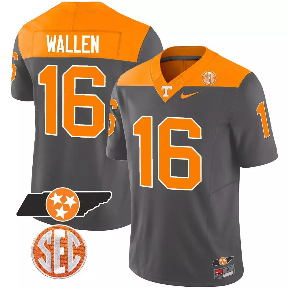 morgan wallen alternate orange mens tennessee volunteers checkerboard alternate jersey stitched