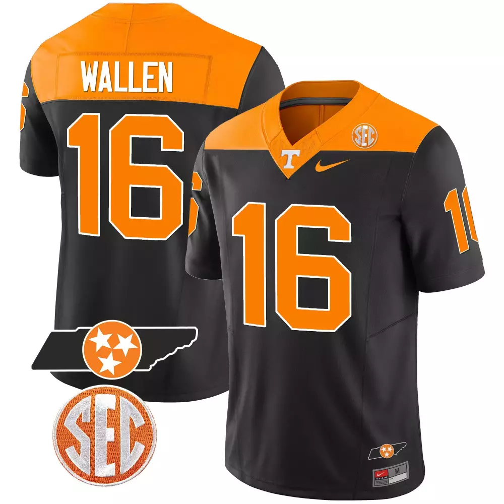morgan wallen black mens tennessee volunteers 2023 alternate vapor limited jersey v3 all stitched