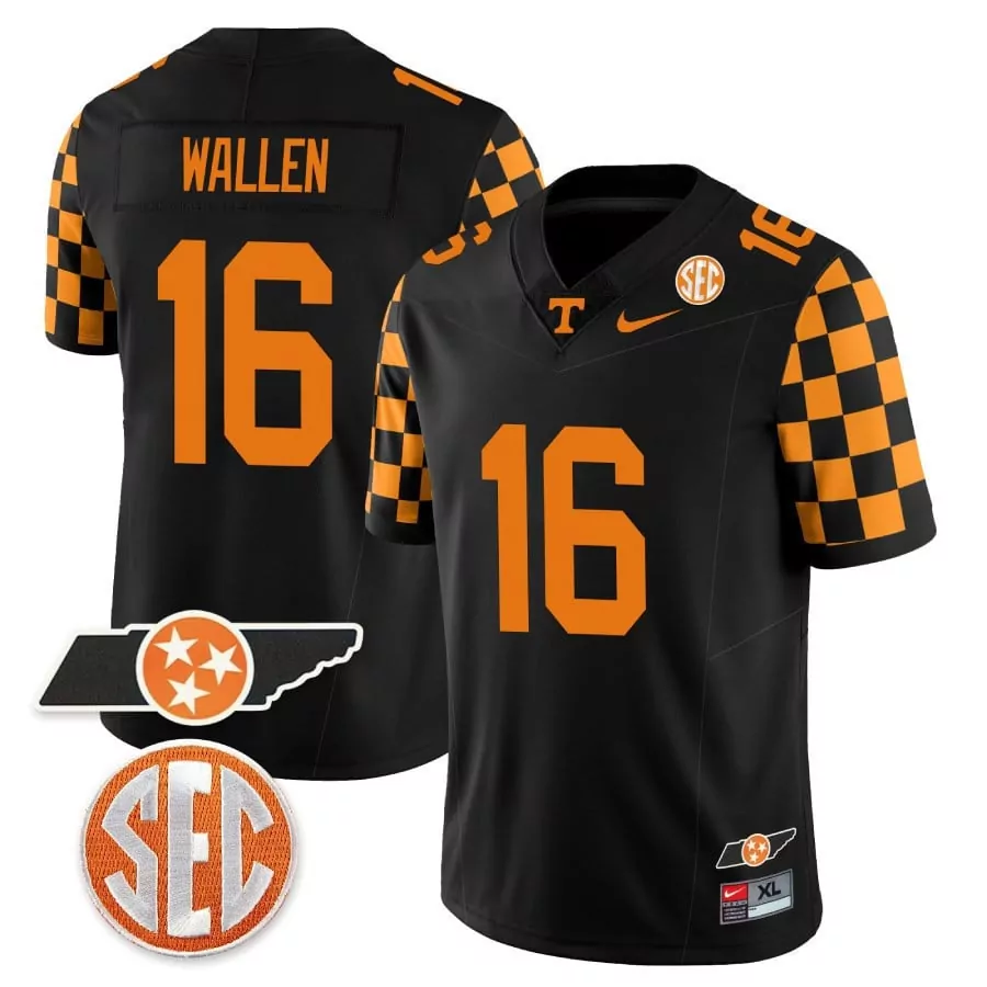morgan wallen black mens tennessee volunteers 2023 alternate vapor limited jersey v3 all stitched