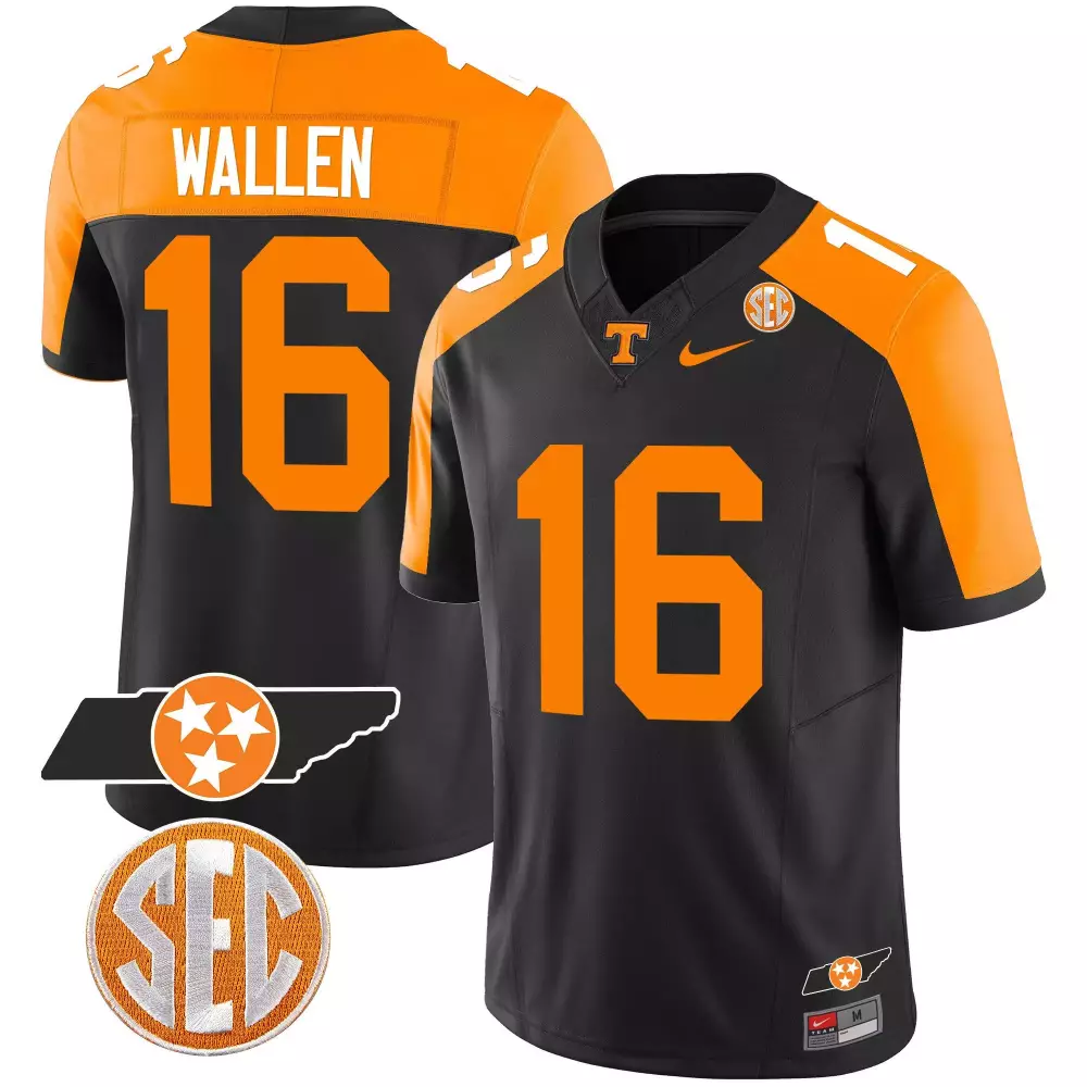 morgan wallen black mens tennessee volunteers 2023 alternate vapor limited jersey v3 all stitched