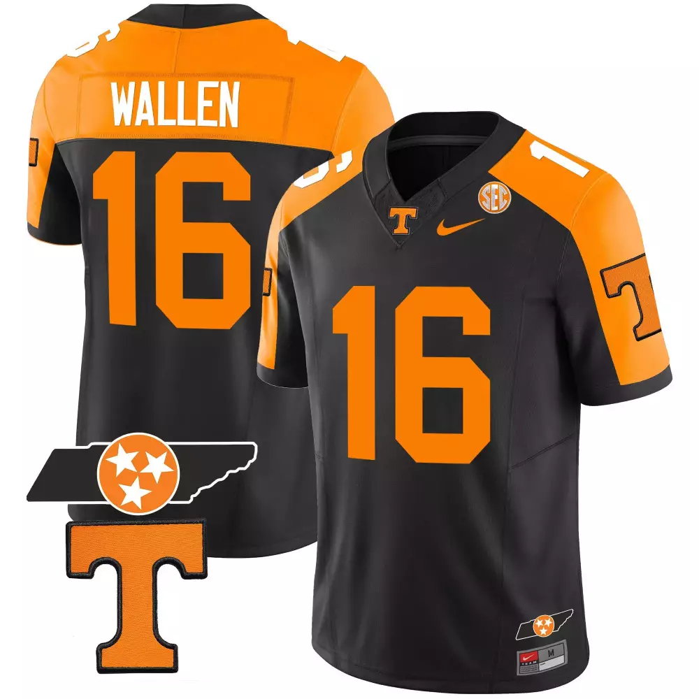 morgan wallen black mens tennessee volunteers 2023 alternate vapor limited jersey v3 all stitched