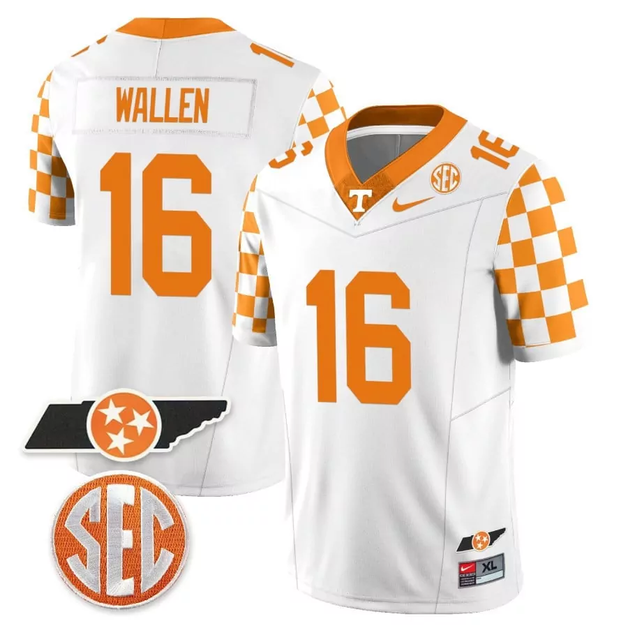 morgan wallen white mens tennessee volunteers 2023 alternate vapor limited jersey v3 all stitched