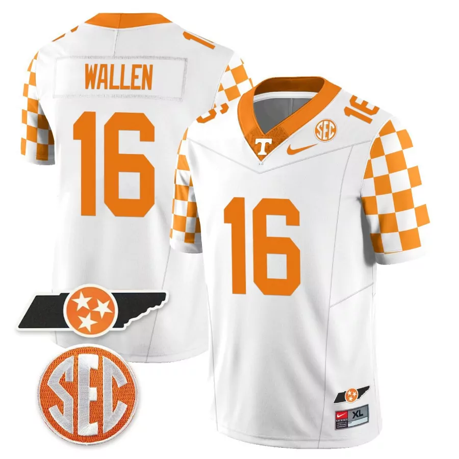 morgan wallen white mens tennessee volunteers 2023 alternate vapor limited jersey v3 all stitched