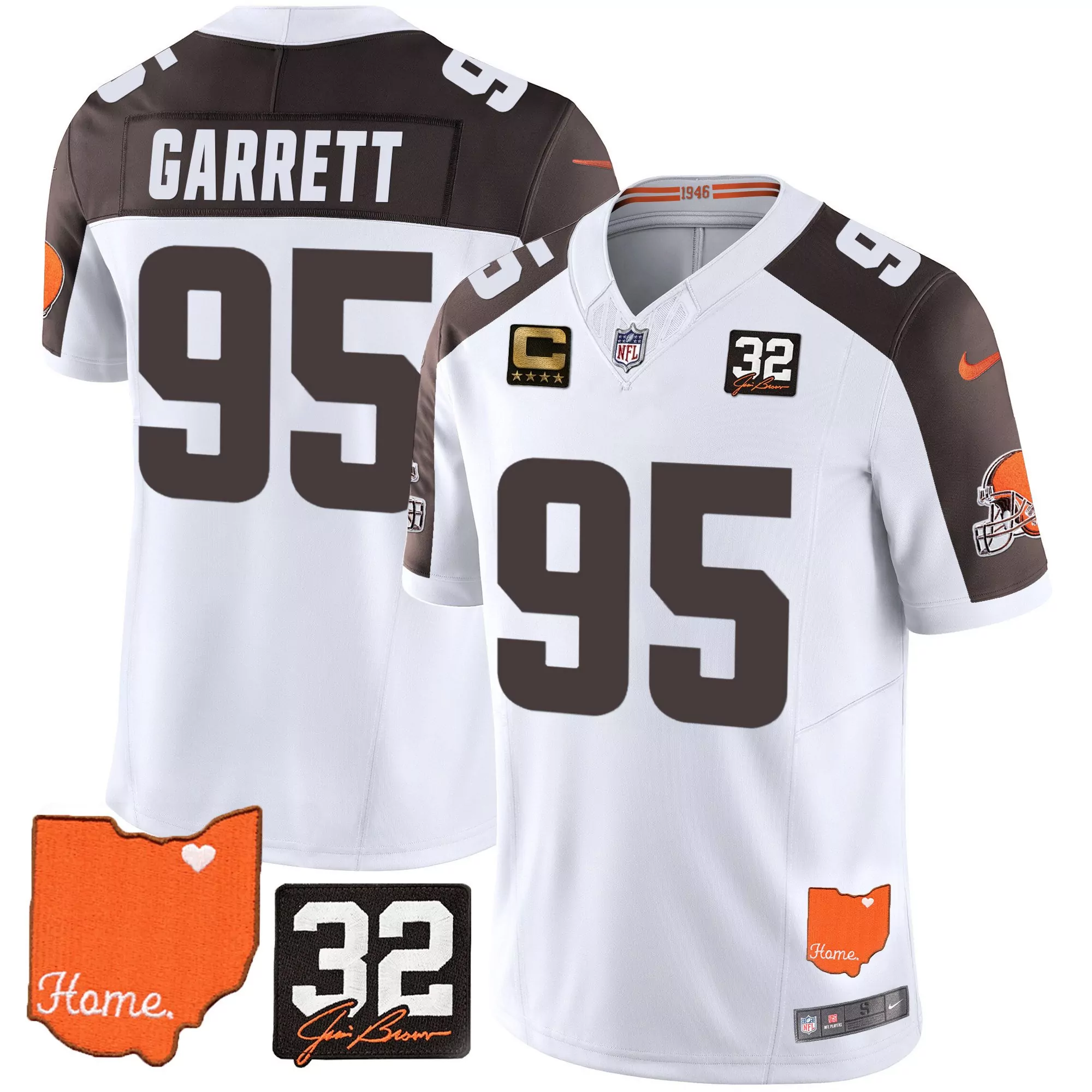 myles garrett gray womens cleveland browns 1946 75th anniversary patch jersey all stitched