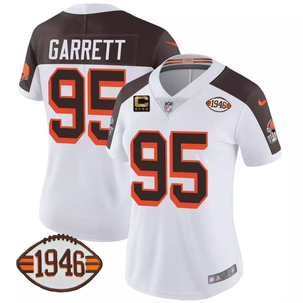 myles garrett inverted mens cleveland browns 32 jim brown memorial patch jersey all stitched