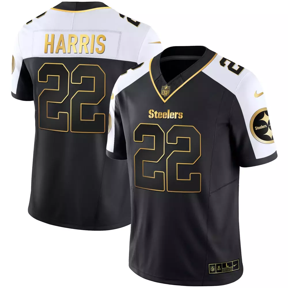 Najee Harris Pittsburgh Steelers Men's Black Limited Gold Vapor Jersey | Stitched | For Men