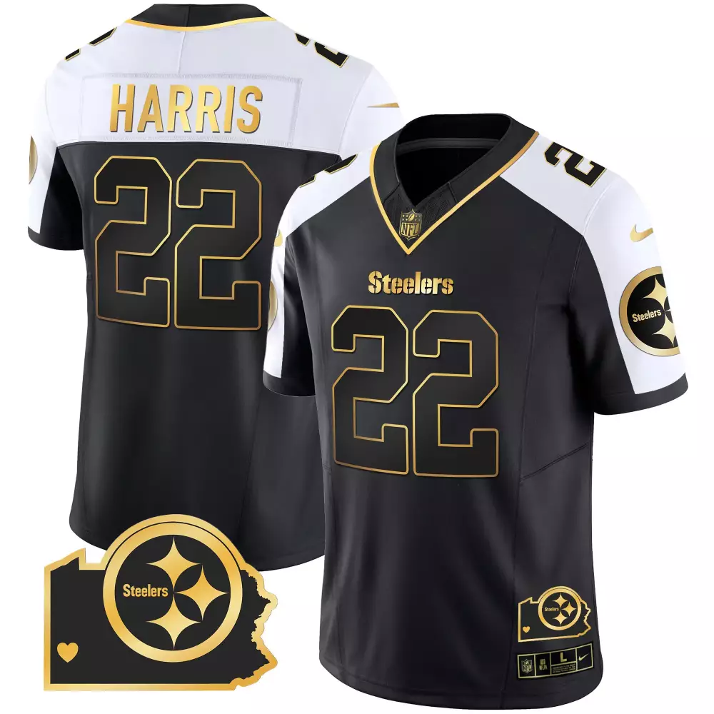 Najee Harris Pittsburgh Steelers Men's Home Patch Gold Vapor Jersey | Stitched | For Men