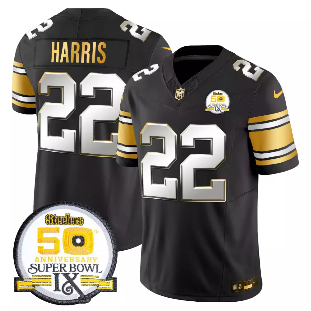 Najee Harris Pittsburgh Steelers Men's Black Limited Gold Vapor Jersey | Stitched | For Men