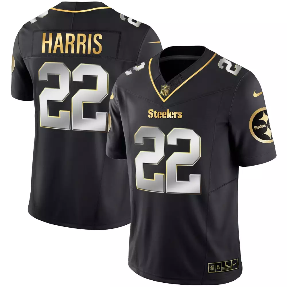 Najee Harris Pittsburgh Steelers Black Limited Jersey | Gold Vapor Stitched | Fan Gear for Men, Women & Youth