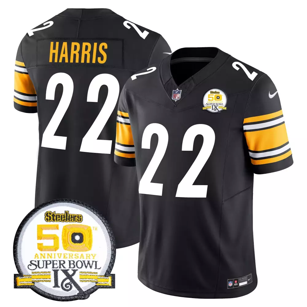Najee Harris Steelers Black Men's 50th Anniversary Jersey | Vapor Limited Edition | For Men, Women & Youth