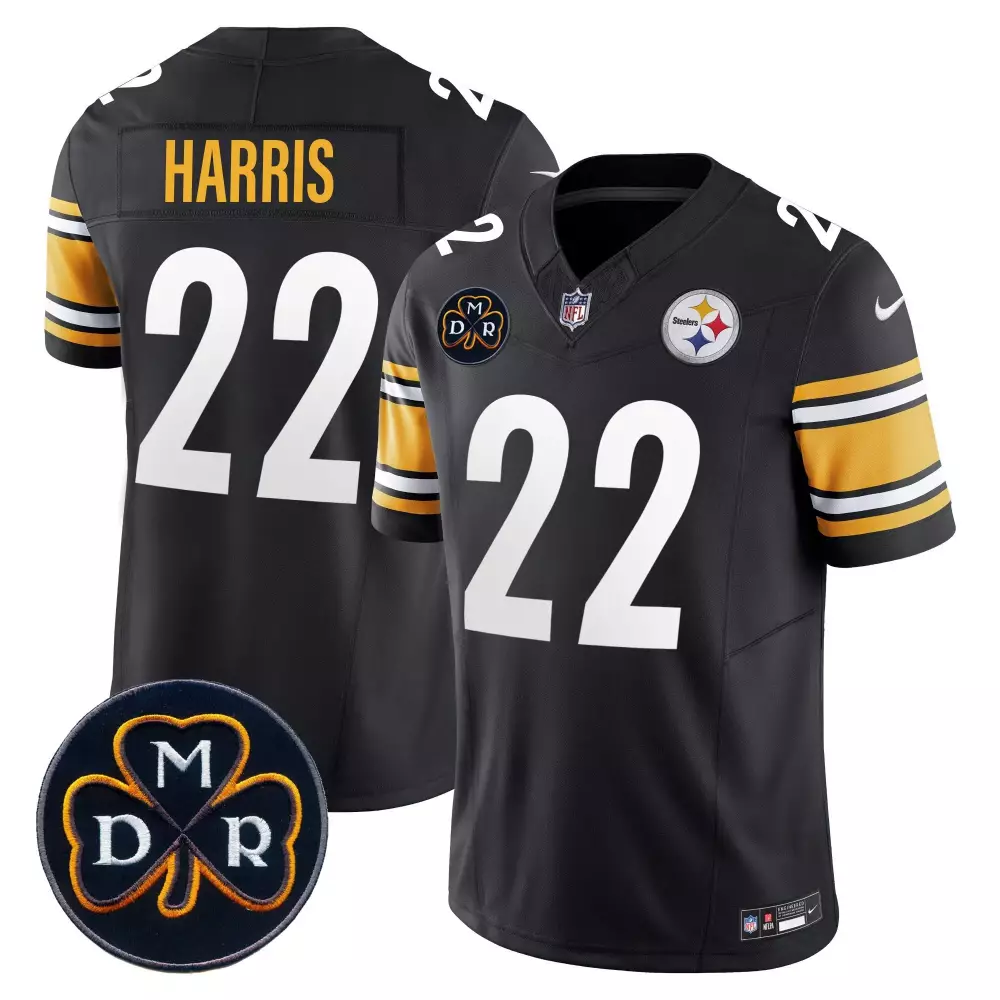 Najee Harris Steelers Black Men's Grunge Vapor Limited Jersey | Stitched for Game Day | For Men, Women & Youth
