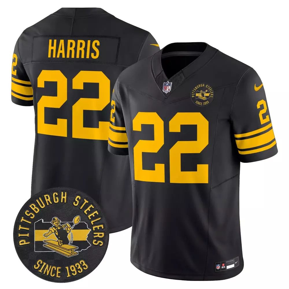 Najee Harris Steelers Black Men's Grunge Vapor Limited Jersey | Stitched for Game Day | For Men, Women & Youth