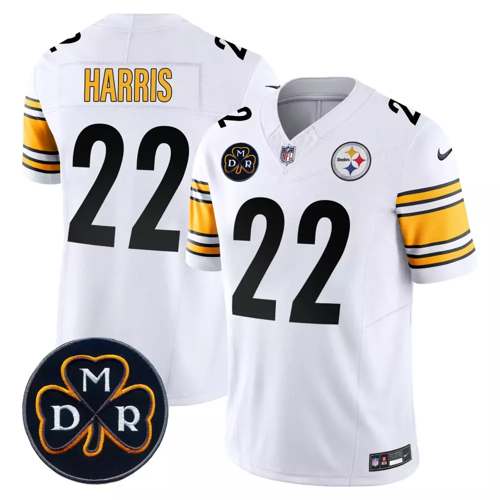 Najee Harris Men's Pittsburgh Steelers DMR Patch Vapor Limited Jersey | White Stitched | Game Day Outfit | For Men, Women & Youth