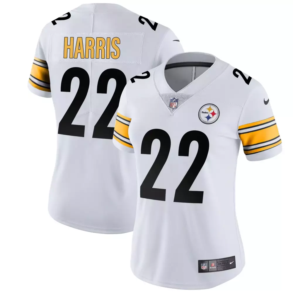 Najee Harris Women's Pittsburgh Steelers Arch Smoke Vapor Jersey | White Stitched | For Men, Women & Youth