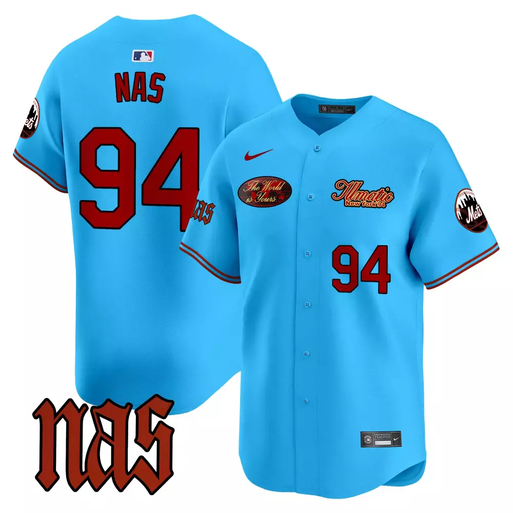 nas light blue mens new york mets nas illmatic vapor premier limited jersey v2 all stitched