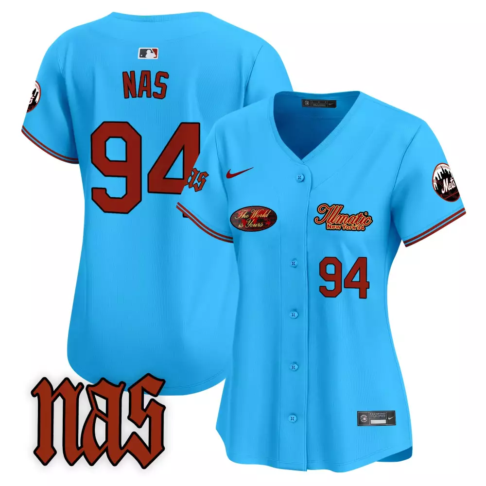 nas light blue mens new york mets nas illmatic vapor premier limited jersey v2 all stitched