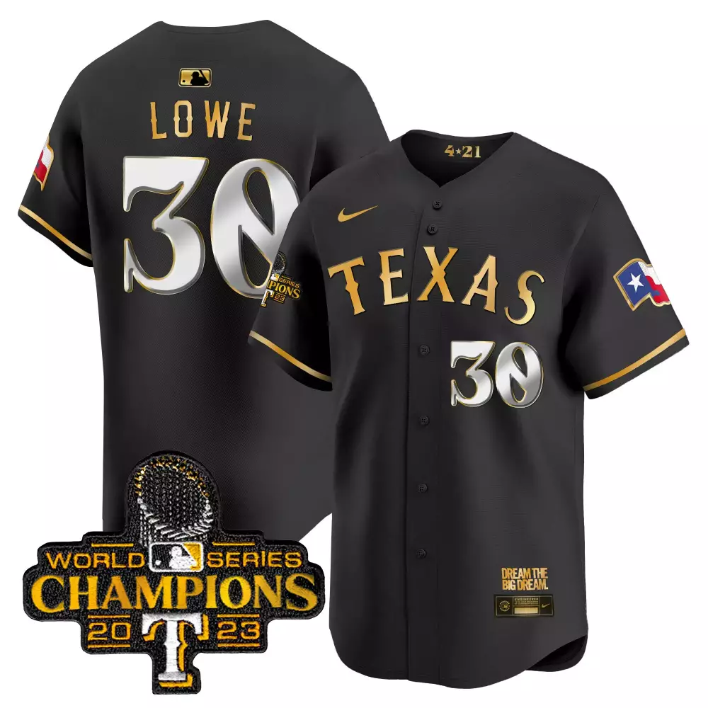 nathaniel lowe black gold mens texas rangers 2023 world series champions city connect vapor premier limited jersey all s