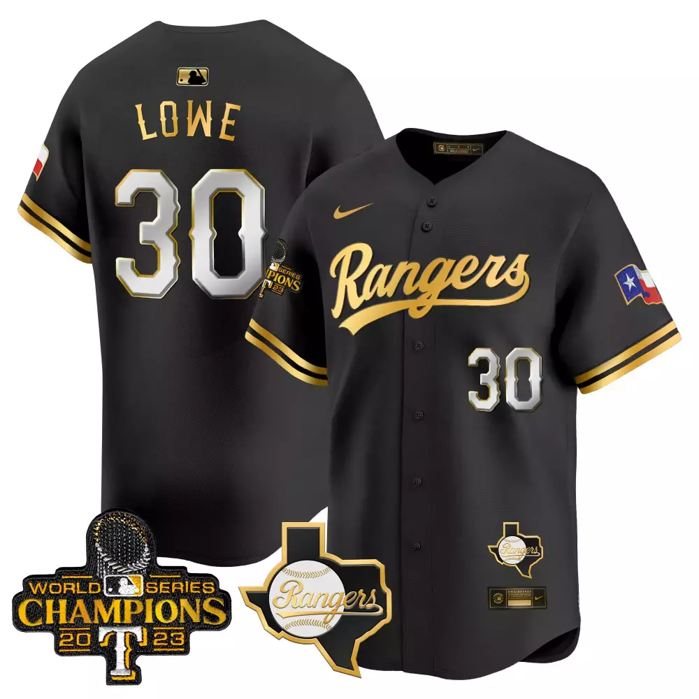 nathaniel lowe black gold mens texas rangers 2023 world series champions gold trim vapor premier limited jersey v2 all s