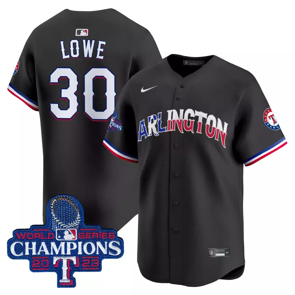 nathaniel lowe black mens texas rangers 2023 world series flex base gold trim jersey v2 all stitched
