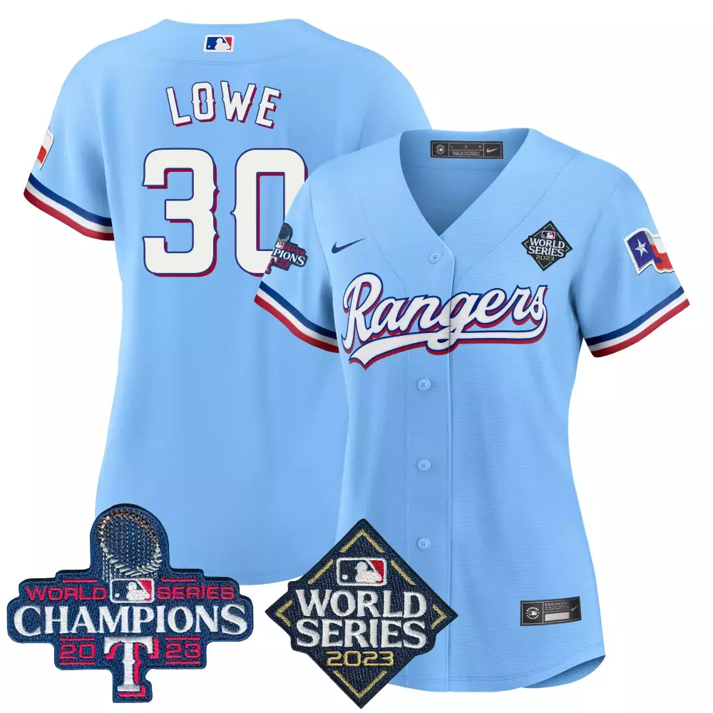 nathaniel lowe blue womens texas rangers 2023 world series champions baseball jersey v4 all stitched