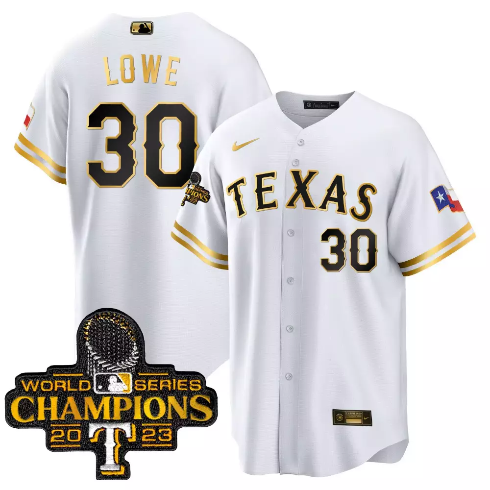 nathaniel lowe white gold mens texas rangers 2023 world series champions cool base jersey all stitched