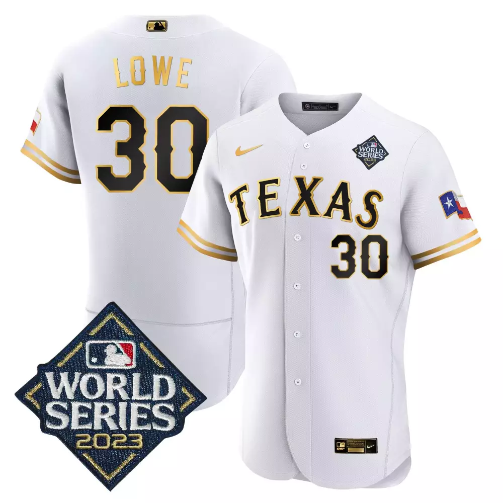 nathaniel lowe white gold mens texas rangers 2023 world series flex base jersey v2 all stitched