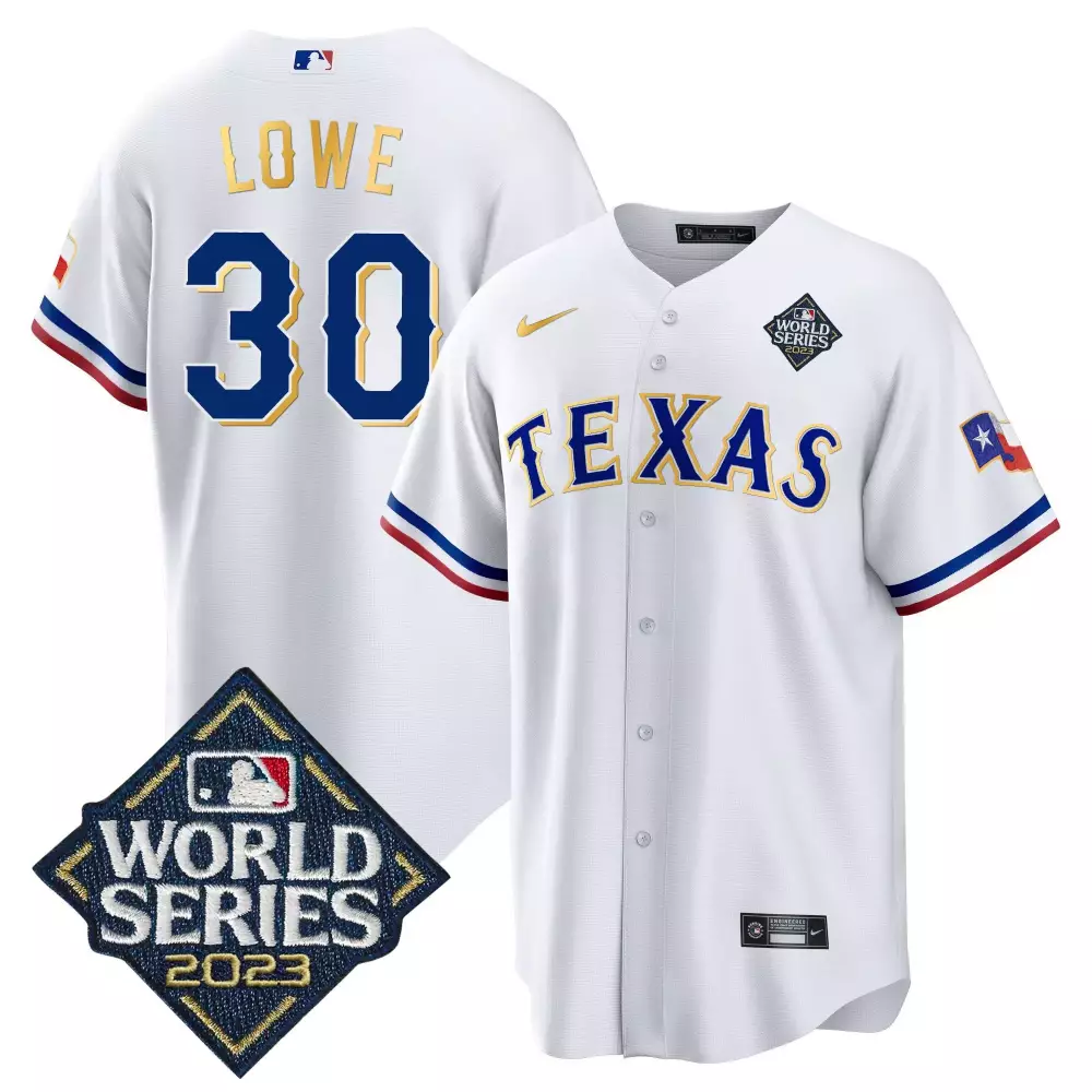 nathaniel lowe white mens texas rangers 2023 world series champions gold trim vapor premier limited jersey all stitched