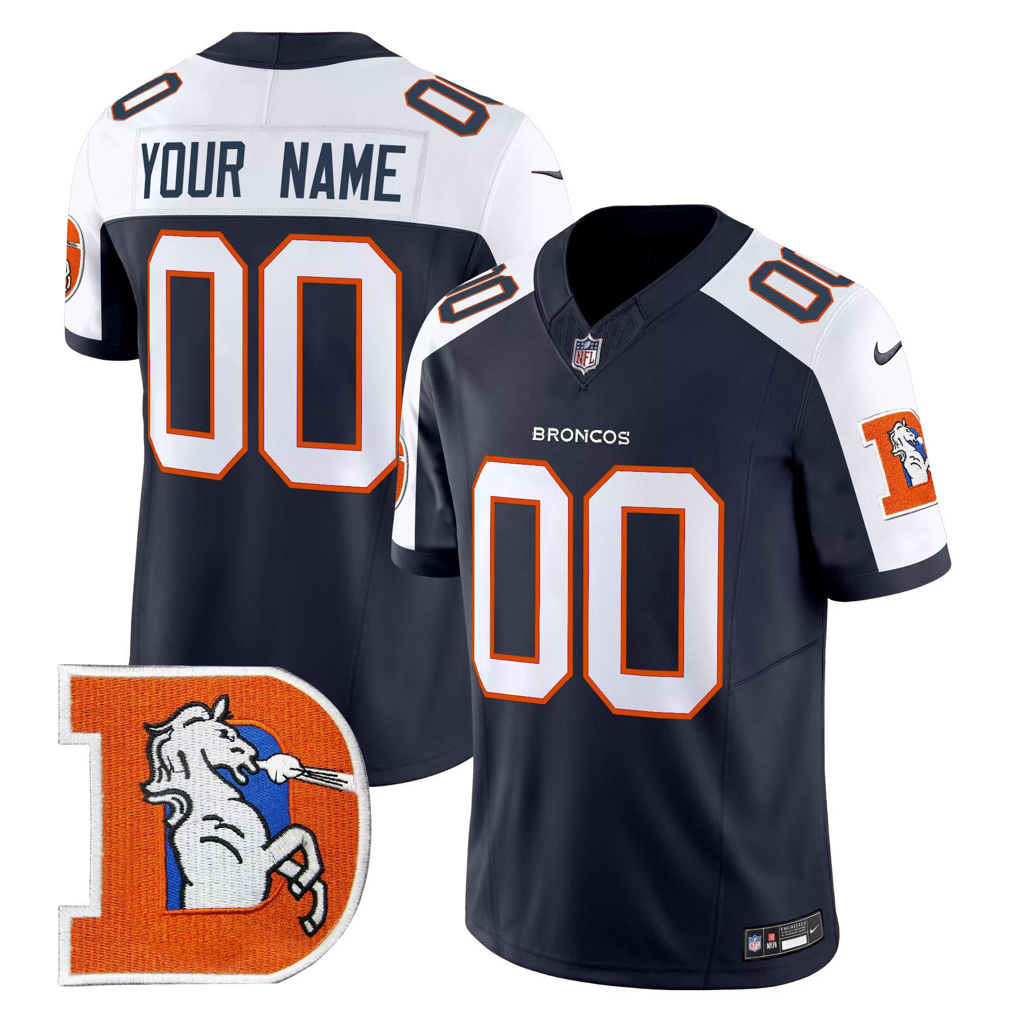 navy alternate men denver broncos throwback vapor limited custom jersey v2 all stitched