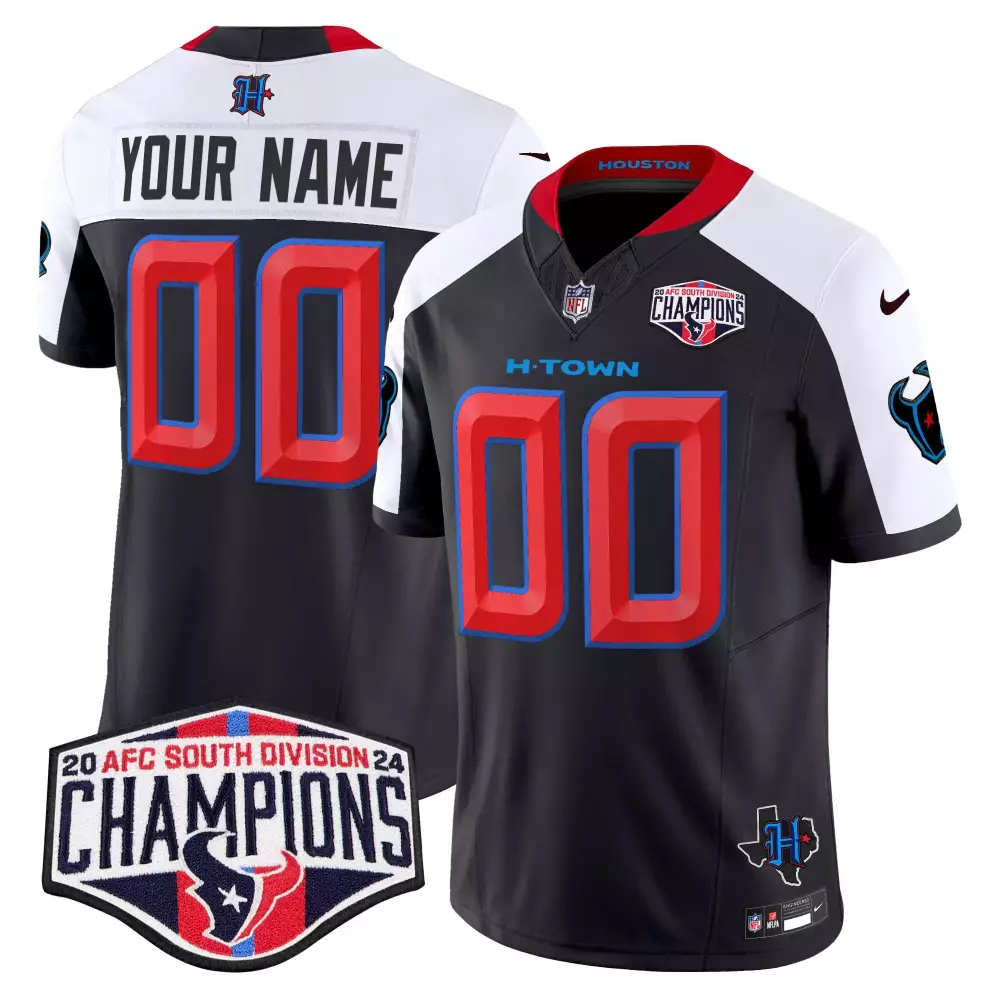 navy alternate men houston texans 2024 afc south division champions patch vapor limited custom jersey all stitched