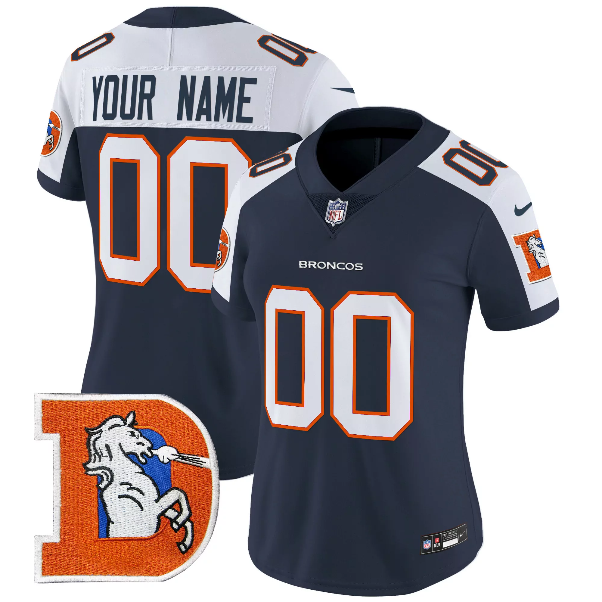 navy alternate women denver broncos throwback vapor limited custom jersey v2 all stitched