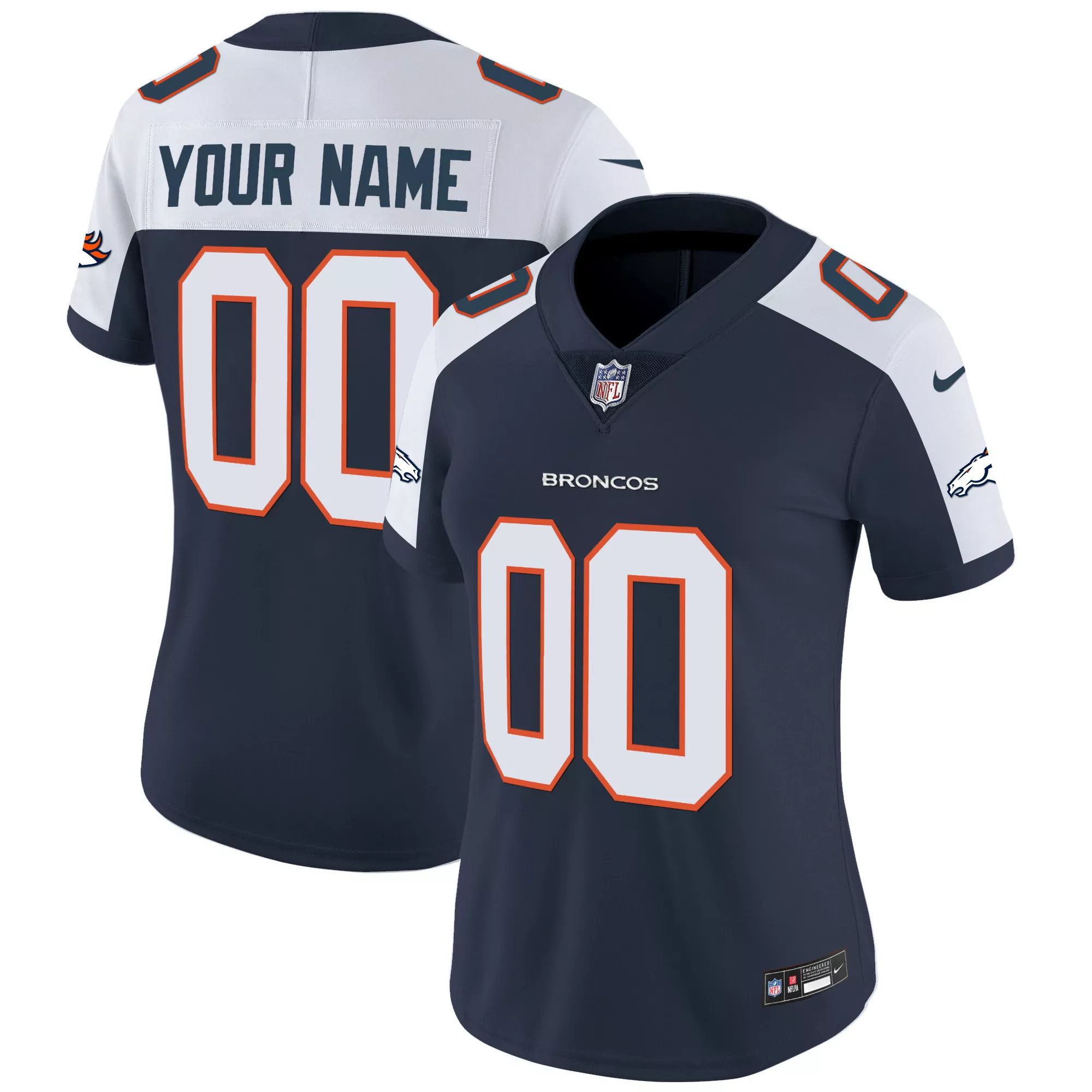 navy alternate women denver broncos throwback vapor limited custom jersey v2 all stitched