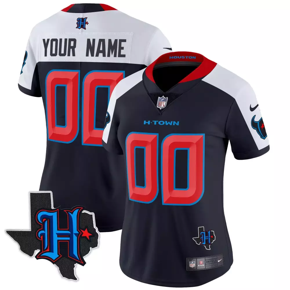 navy alternate women houston texans 2024 texas patch vapor limited custom jersey all stitched