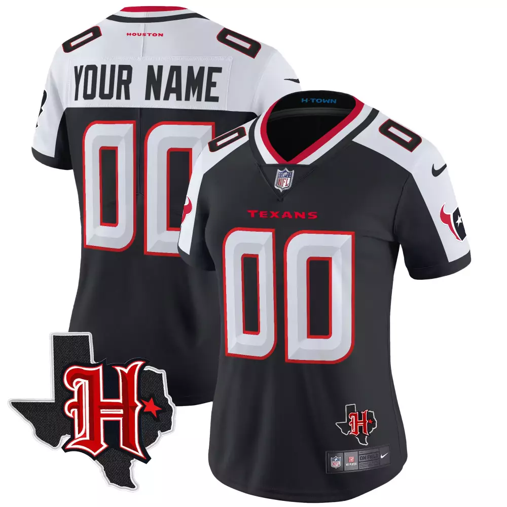 navy alternate women houston texans 2024 texas patch vapor limited custom jersey all stitched