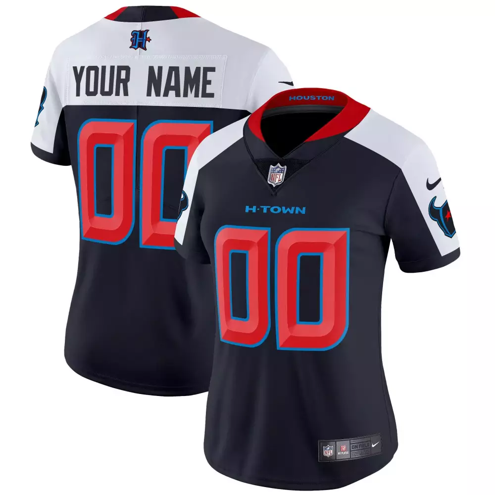 navy alternate women houston texans 2024 texas patch vapor limited custom jersey all stitched