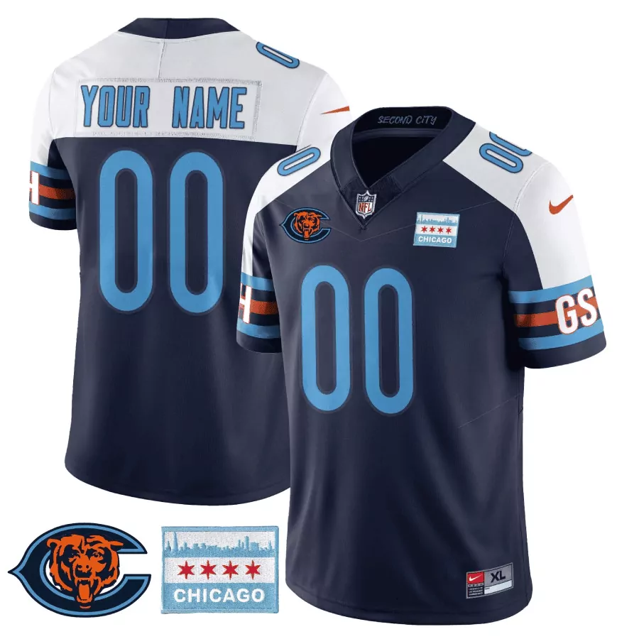 Chicago Bears Navy Alternate Throwback Vapor Limited Custom Jersey | All Stitched for Men, Women & Youth