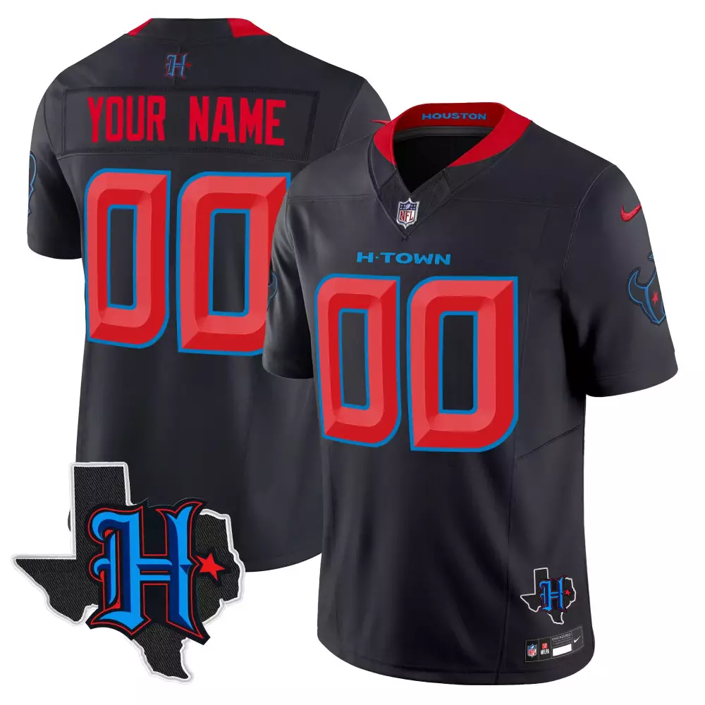 navy limited men houston texans 2024 texas patch vapor limited custom jersey all stitched