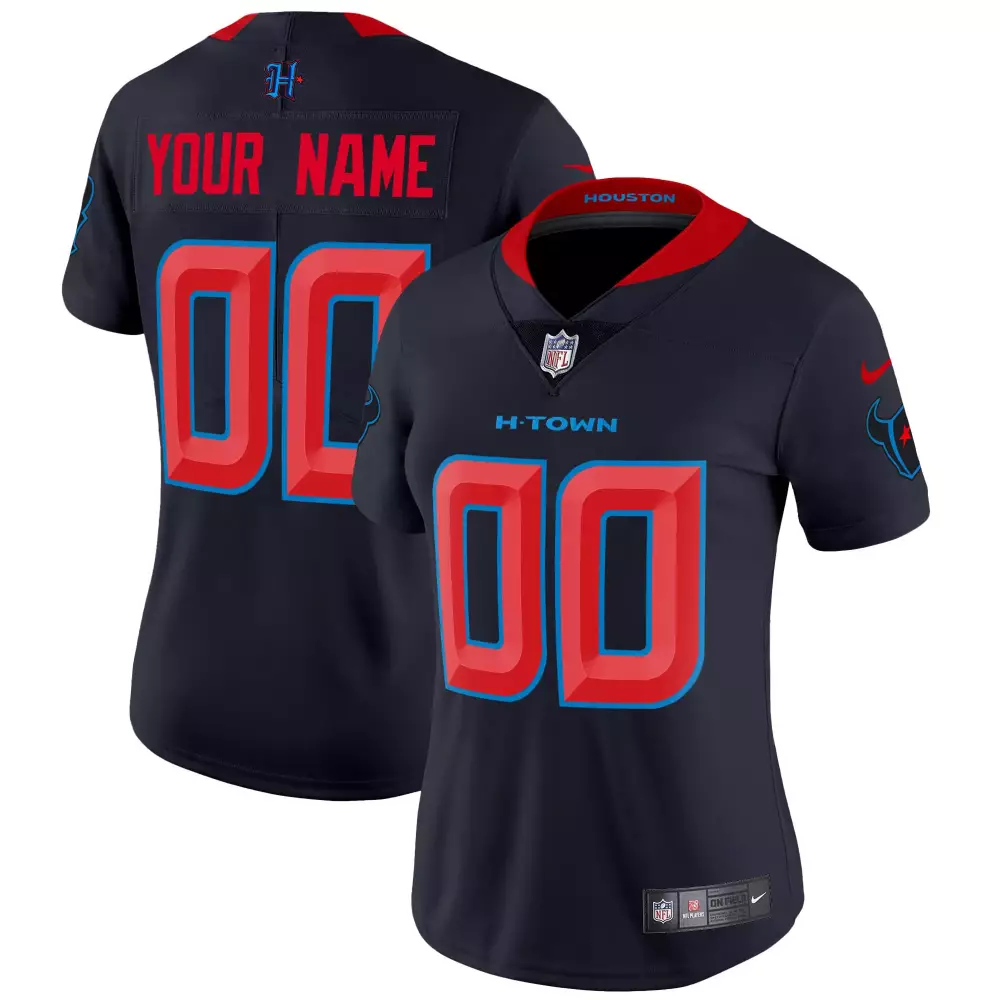 navy limited women houston texans 2024 vapor limited custom jersey v2 all stitched