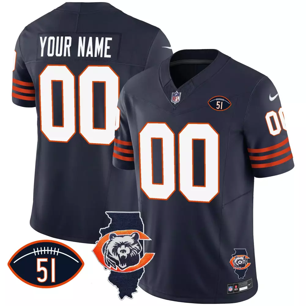 navy men chicago bears throwback illinois patch vapor custom jersey all stitched