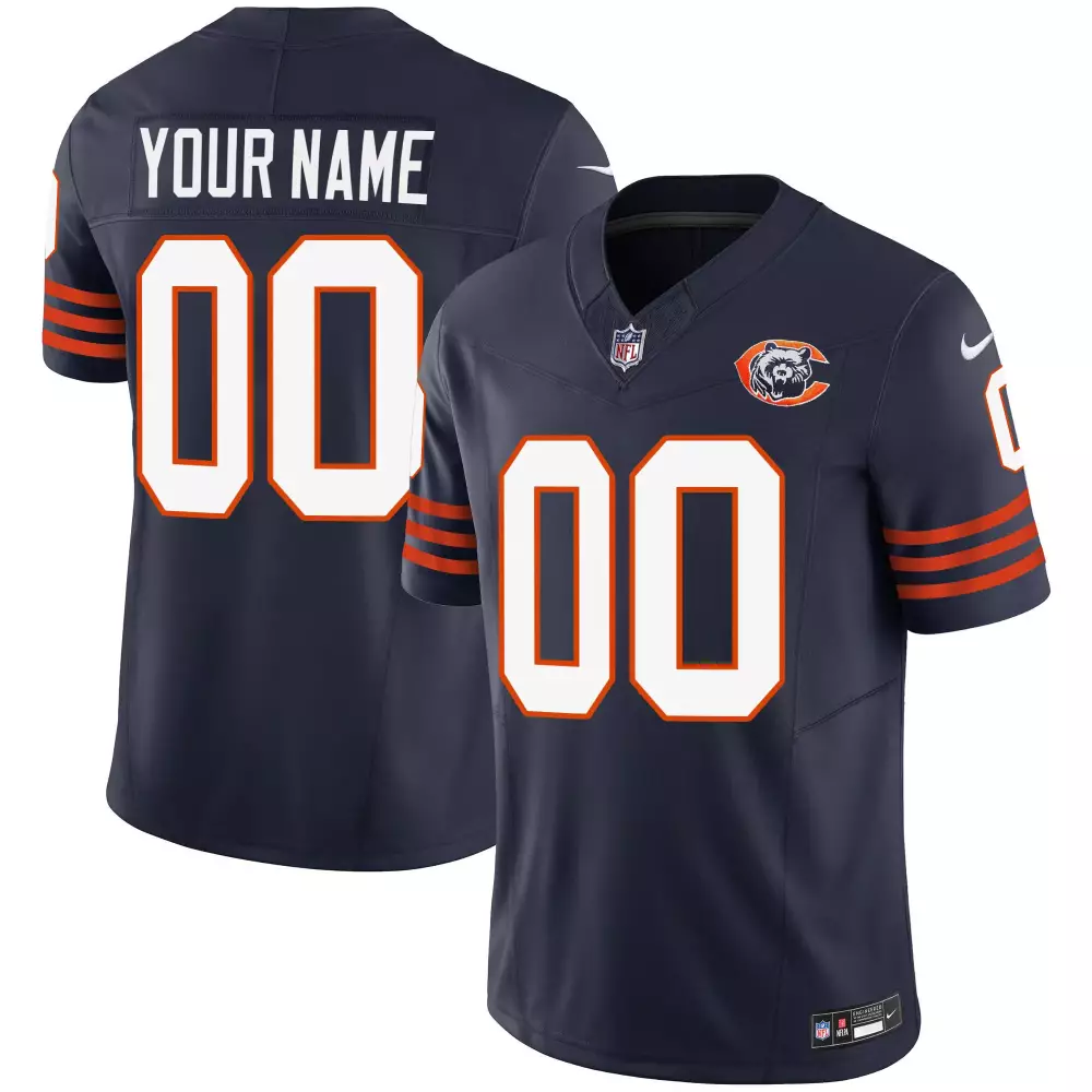 navy men chicago bears throwback illinois patch vapor custom jersey all stitched