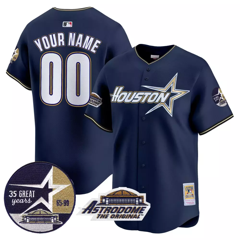 Navy Houston Astros Jersey | Texas Patch & Custom Name | Fan Gear for Men, Women & Youth