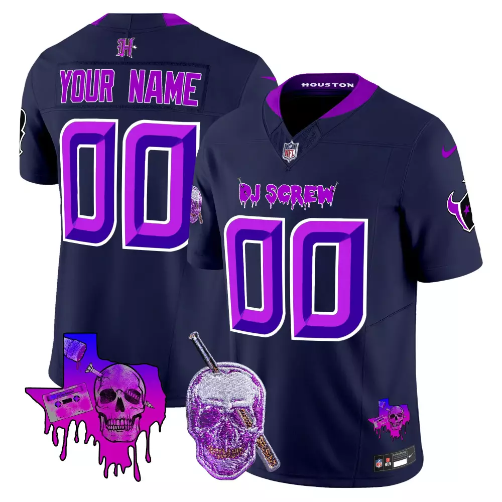 navy men houston texans dj screw vapor limited custom jersey all stitched