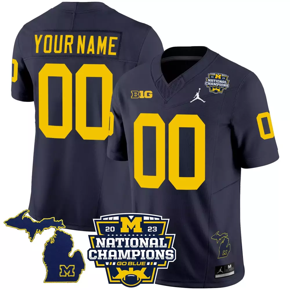 Michigan Wolverines 2023 National Champions Navy Jersey for Youth | Custom Vapor Style | All Stitched Fan Gear | For Men, Women & Youth