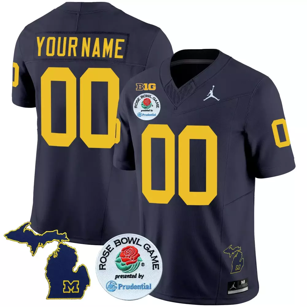 Michigan Wolverines Rose Bowl Patch Vapor Limited Navy Jersey V2 | Custom Stitched Fan Gear | For Men, Women & Youth